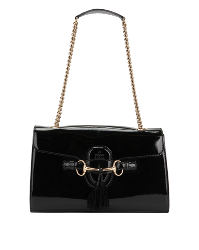 Medium Emily, &pound;495, Handbags, Black, Patent Leather, Front view